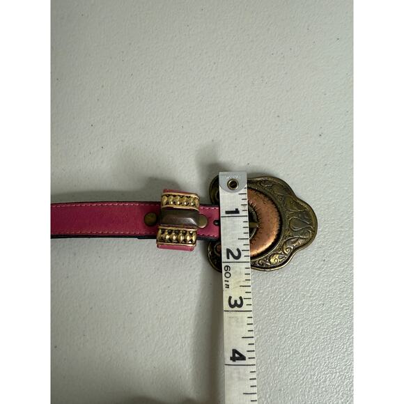 Women\'s Vtg y2k Leatherock Hot Pink Boho Western Copper Engraved Buckle Belt S main image 5
